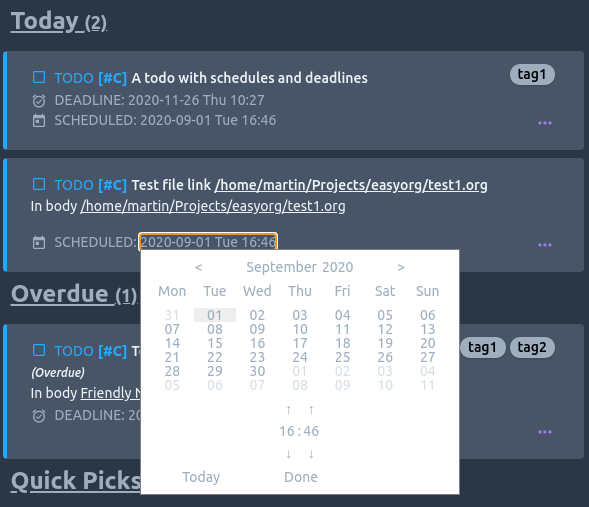 Screenshot of Calendar Picker