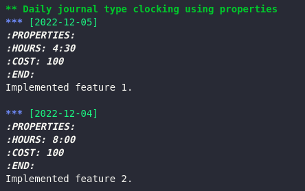 Time sheet Clocking using org-mode