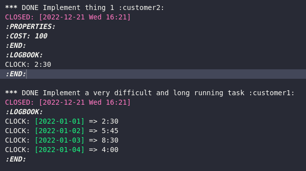 Clocking using org-mode